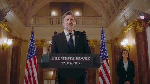 Mature Congressman During Press Conference in the White House