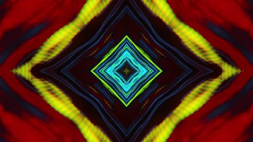 Symmetrical green and blue design. Kaleidoscope VJ loop