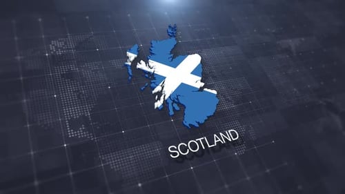 Scotland Geographic Map And Flag Animation Background