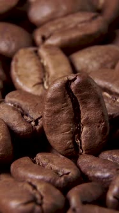 Close Up of Roasted Coffee Beans Piled Up