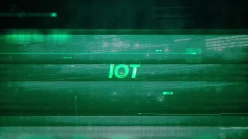 Contexte de données futuriste de la technologie IoT Word On Noise Glitch Error