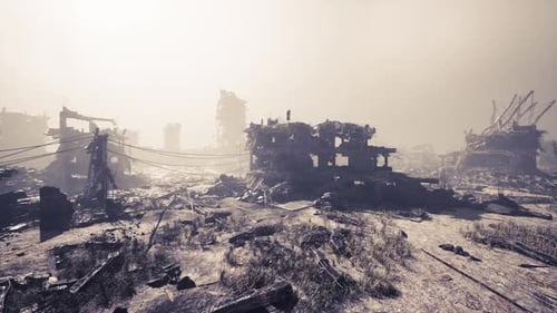 Destruction of the City Following Military Action Aftermath of Conflict