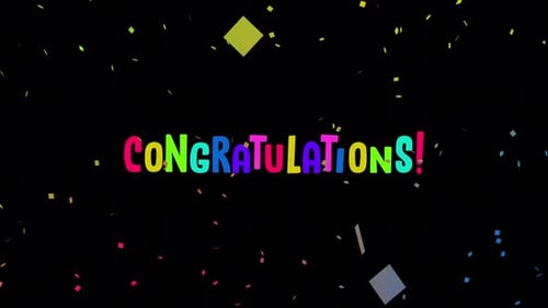 Animated Congratulations Message with Colorful Confetti
