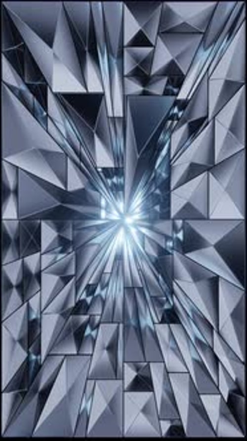 Fondo fractal geométrico cromado abstracto renderizado en 3D vertical