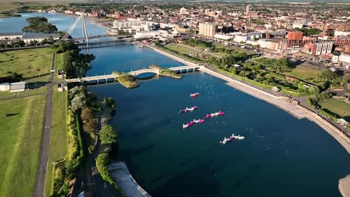England Southport town Aerial summertime view