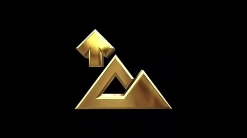 3D Golden Arrow and Mountain Peak Rotating Icon