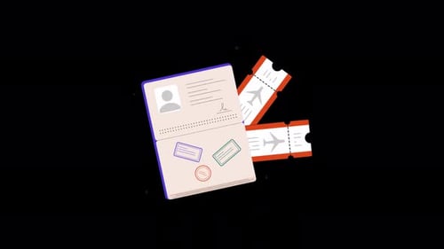 Animated Passport and Plane Tickets for Travel