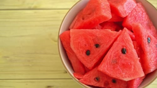 fresh watermelon sliced on plate