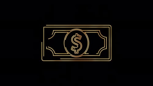 Modern Animated Golden Dollar Bill Outline Icon