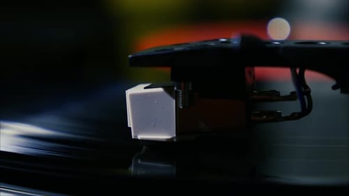 Close Up of a Record Player Needle Spinning