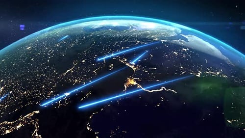 Global Network Digital Connection Earth Animation