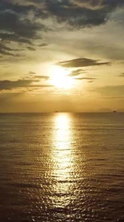 Aerial landscape with tropical sea sunset
