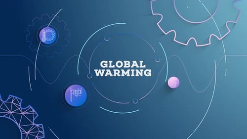 Infographic Global Warming Blue Background Looped