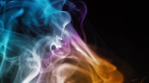 Colorful Abstract Smoke Rising on Black Background