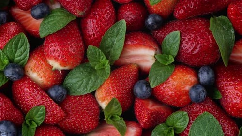 Berry Mint Delight Fresh Strawberries and Mint Leaves