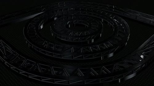 Background with Motion over Black Wireframes of Shapes, 3D Render, Exclusive, Reflection, Figures