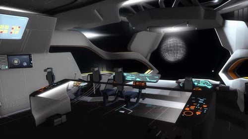 Futuristic Spaceship Cockpit with Earth View