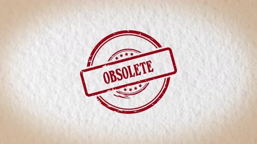 Obsolete Word Stamped with Red Grunge Ink Effect