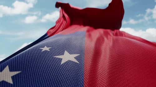 Realistic Waving Flag Animation with Sky Background