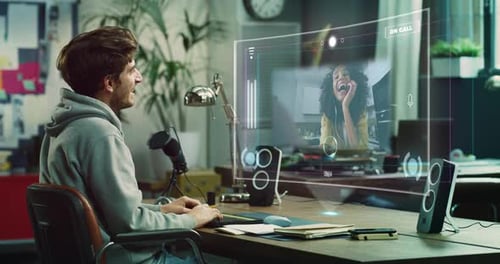 Young Adult Video Call in Modern Office