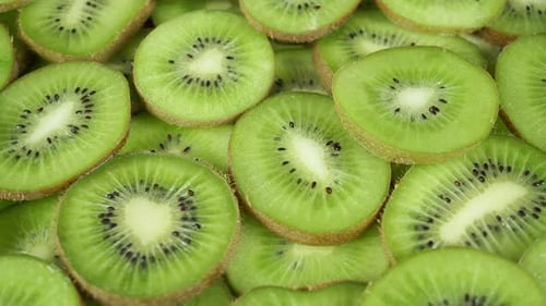 Vibrant Green Sliced Kiwi Fruit Close Up