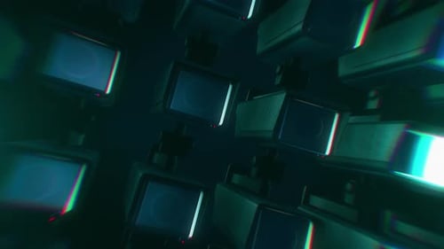 Futuristic Security Camera Network with Glitch Effect Background Loop