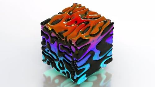 Gradient Fractal 3D Cube Loop 67 4K