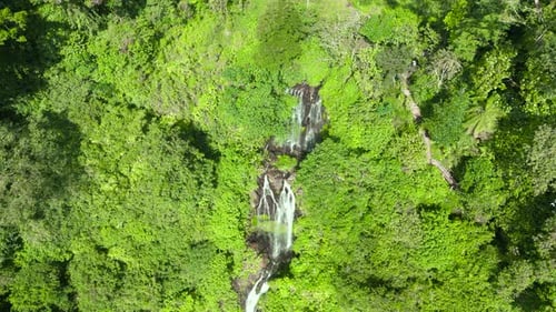 Aerial View of Waterfall on Jungle in Boquete Panama