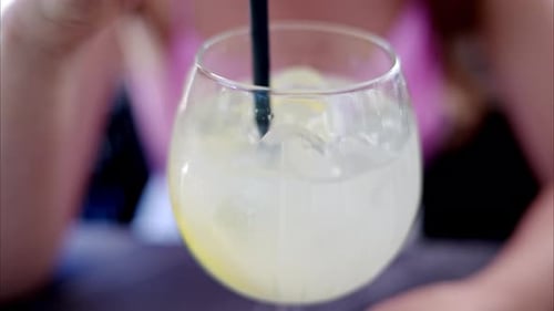 Refreshing Lemon Drink with Ice and Mint