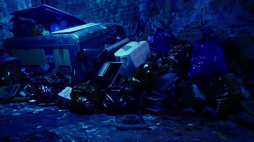 Pile of Trash Next to Brick Wall