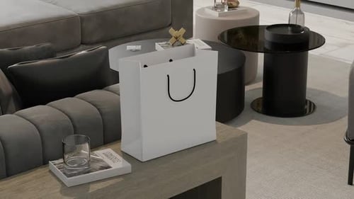 Animated White Shopping Bag Product Display Mockup