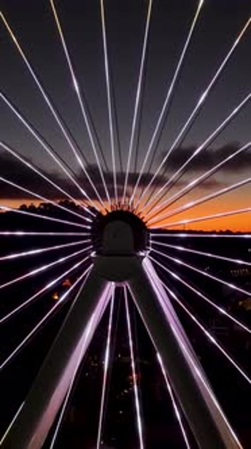 Illuminated Ferris Wheel At Canela In Rio Grande Do Sul Brazil.