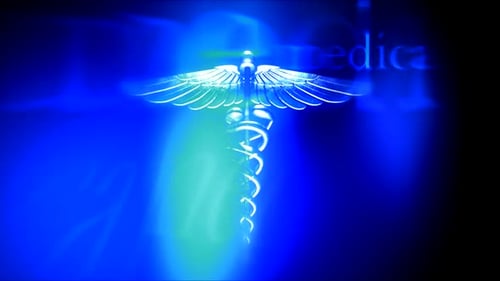 Glowing Blue Caduceus Medical Symbol Animation