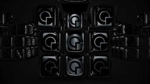 Glossy Black 3D Cubes Rotating Abstract Background Loop