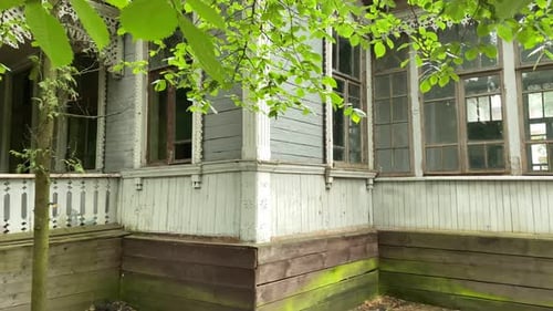 Old Wooden House Exterior With Greenery