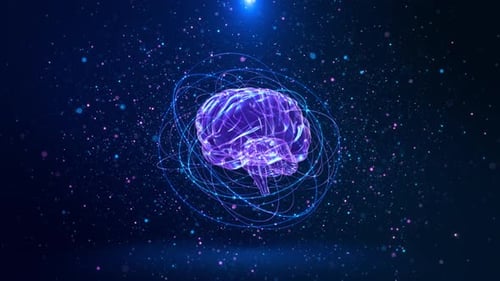 Digital Brain Glowing Blue Neural Connections Background Represents AI Machine Learning Technology