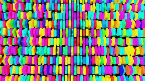Colorful vibrant neon blocks arranged evenly