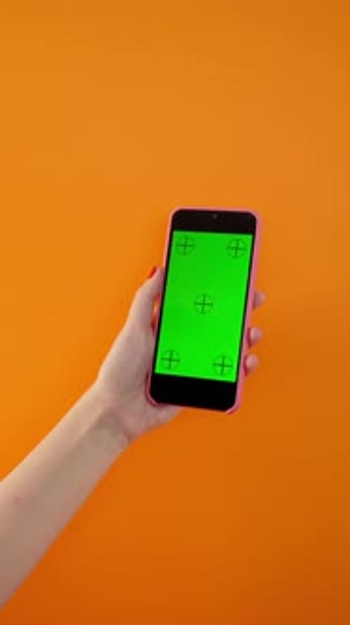Vertical Green Screen Smartphone Orange Background