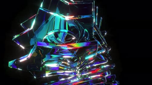 Shine 3d Glass Stars on Black Bg Able to Loop Endless