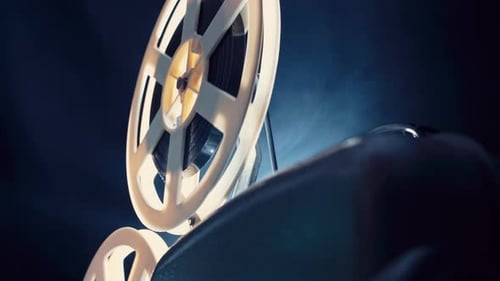 Vintage 8Mm Film Projector Rotating Reels Nostalgic Charm of Classic Cinema