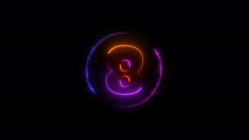 Glowing countdown from ten to zero.