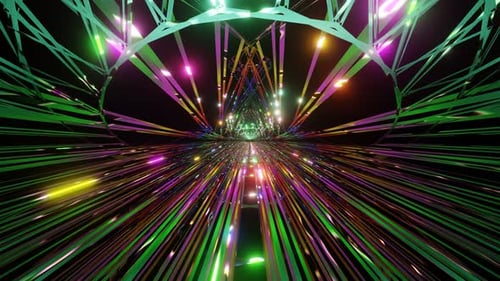 Abstract Colorful Neon Light Tunnel Digital Art Vibrant Rainbow Lines Speed Energy Futuristic Design