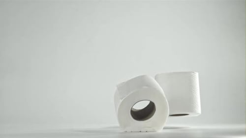 Toilet Paper Rolls Falling in Slow Motion
