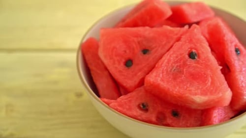 fresh watermelon sliced on plate