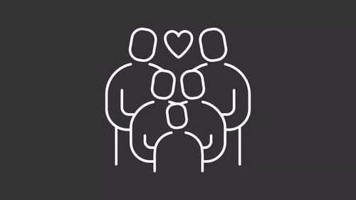 Animated Line Icon of Family with Heart