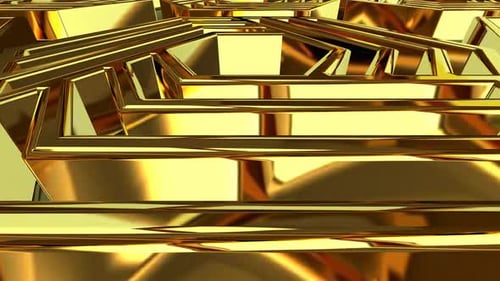 Luxus-Geschäftshintergrund mit rotierenden Goldformen, exklusiv, Reflexion, Figuren, 3D-Render