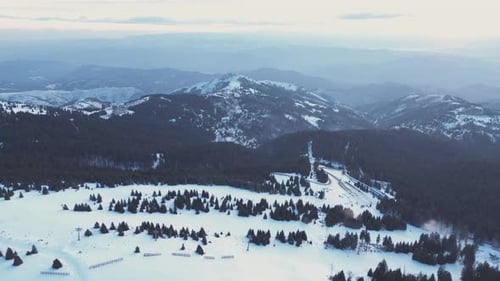 Travel and Winter Adventure Concept Aerial View of the Ski Resort Kopaonik National Park Winter