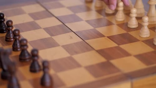 Yuriy Chess pieces. Chess board from hard strategy logic game.