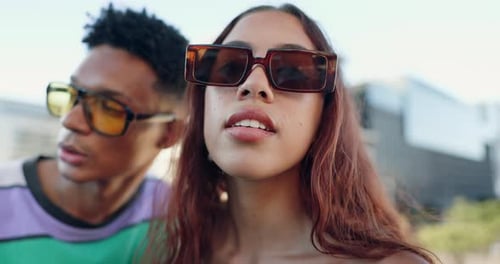 Stylish Young Adults Posing Together Outdoors