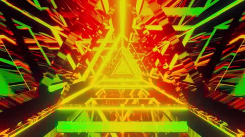 Glowing Neon Triangle Tunnel Loop Background